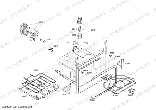 Схема №2 HEV42S320 Horno bosch pol.mltf_basc.blanc.reloj et с изображением Передняя часть корпуса для плиты (духовки) Bosch 00442837