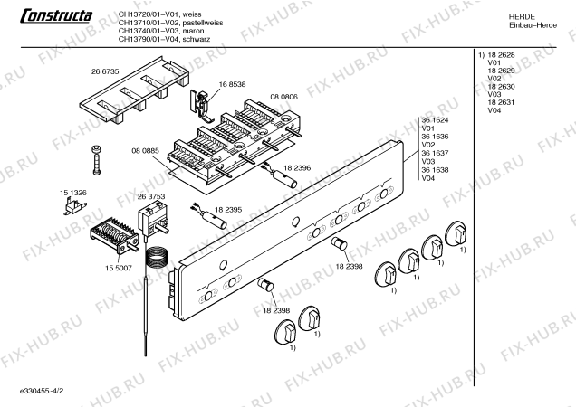 Схема №1 CH13710 с изображением Панель управления для электропечи Bosch 00361636