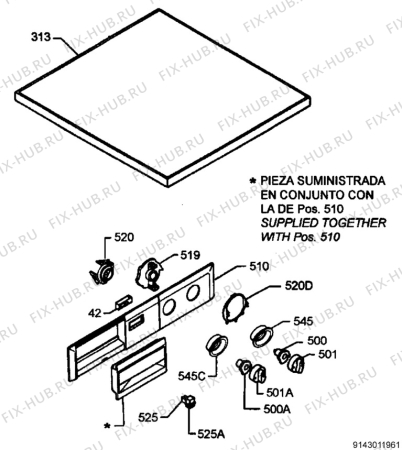 Взрыв-схема стиральной машины Zanussi FLS522C - Схема узла Command panel 037