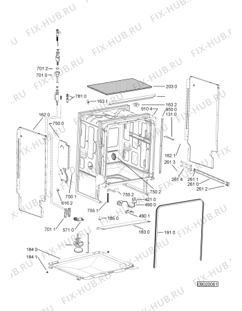 Взрыв-схема посудомоечной машины Whirlpool ADPY 0100 WH - Схема узла