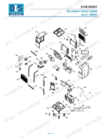 Схема №1 DE 300 ser.nr: 900053 с изображением Панель для электроочистителя воздуха DELONGHI NE1578