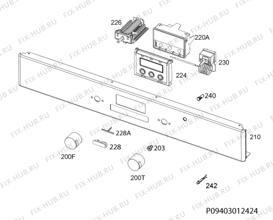 Взрыв-схема плиты (духовки) Electrolux EKI6450AOX - Схема узла Command panel 037