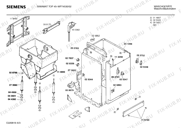 Взрыв-схема стиральной машины Siemens WP74530, SIWAMAT TOP 45 - Схема узла 03