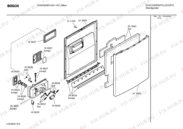 Взрыв-схема посудомоечной машины Bosch SGS0928EU LogixxOffice - Схема узла 02