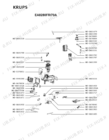 Взрыв-схема кофеварки (кофемашины) Krups EA8280FR/70A - Схема узла HP003954.5P2