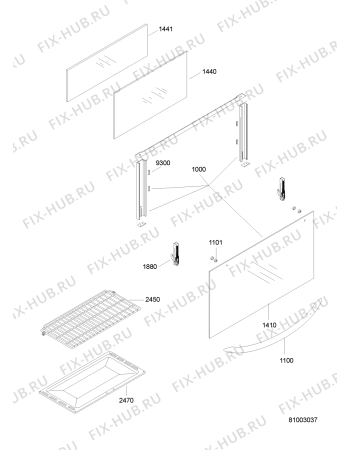 Схема №1 ACM 937/1 IX с изображением Дверь (стекло) духовки для плиты (духовки) Whirlpool 480121104607