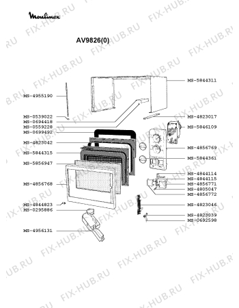 Взрыв-схема микроволновой печи Moulinex AV9826(0) - Схема узла 9P002366.1P3