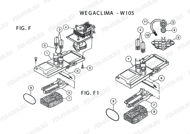 Взрыв-схема кондиционера Wegaclima W 105 - Схема узла 7