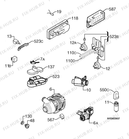 Взрыв-схема посудомоечной машины Privileg 619108_10821 - Схема узла Electrical equipment 268