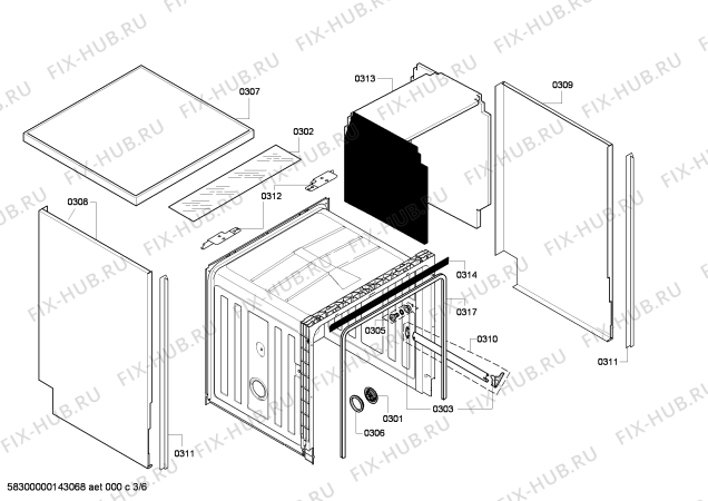 Взрыв-схема посудомоечной машины Bosch SGS44E12RU - Схема узла 03