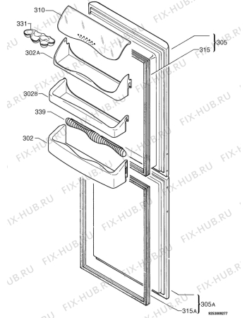 Взрыв-схема холодильника Zanussi CZF145W - Схема узла Door 003