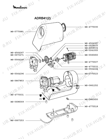 Взрыв-схема мясорубки Moulinex ADRB41(2) - Схема узла ZP001065.5P2