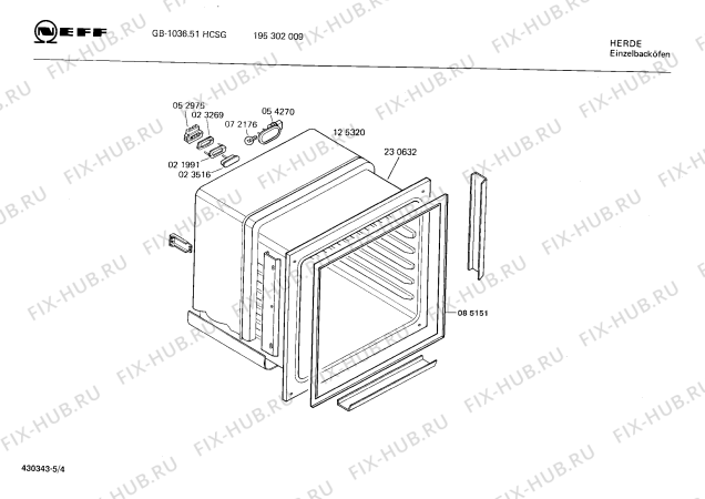 Взрыв-схема плиты (духовки) Neff 195302009 GB-1036.51HCSG - Схема узла 04