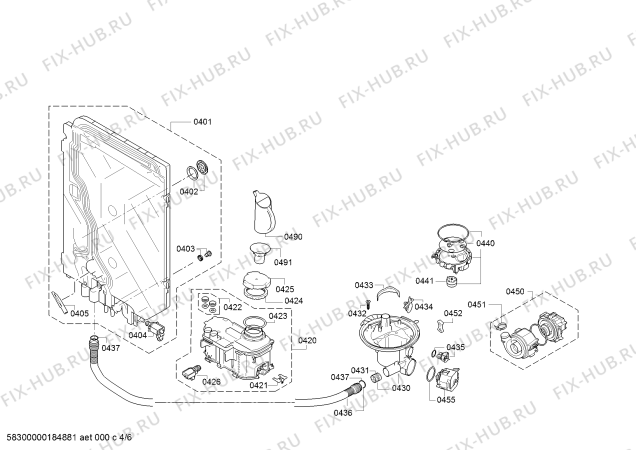 Взрыв-схема посудомоечной машины Bosch SMV68N70EU SuperSilence - Схема узла 04