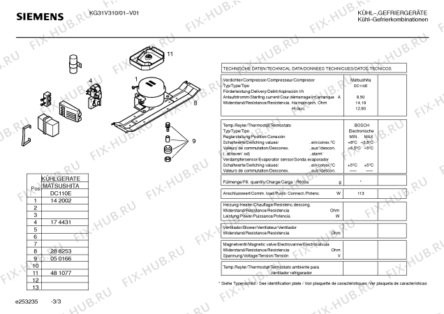 Схема №1 KG36V310SD с изображением Инструкция по установке/монтажу для холодильной камеры Siemens 00581159
