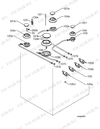 Взрыв-схема плиты (духовки) Zoppas PW065AES - Схема узла Functional parts 267