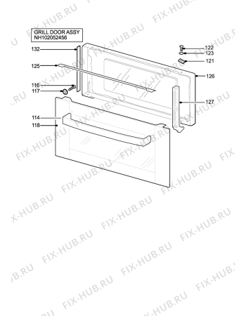 Взрыв-схема плиты (духовки) Zanussi ZDQ595X - Схема узла H10 Grill door assy
