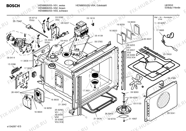 Схема №3 HEN8860 с изображением Панель управления для духового шкафа Bosch 00356571