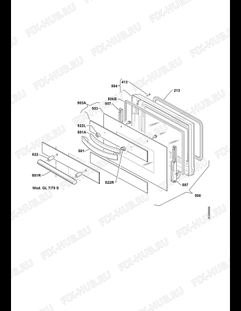 Взрыв-схема плиты (духовки) Electrolux EBCGL70ABSNR73730668 - Схема узла Door 003