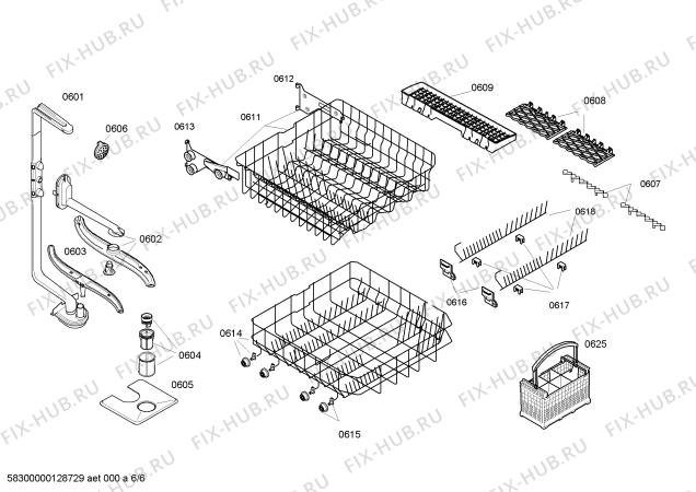 Взрыв-схема посудомоечной машины Bosch SGS56E32EU - Схема узла 06