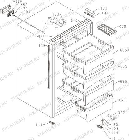 Схема №1 A100VA/E06(355978, ZODI1126) с изображением Ящик (корзина) для холодильной камеры Gorenje 318021