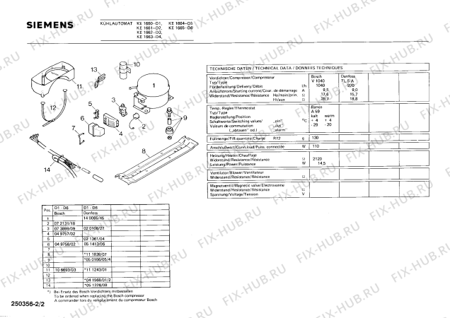 Взрыв-схема холодильника Siemens KE1664 - Схема узла 02