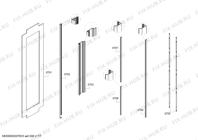 Схема №1 RF463304 Gaggenau с изображением Рамка для холодильной камеры Bosch 11025732