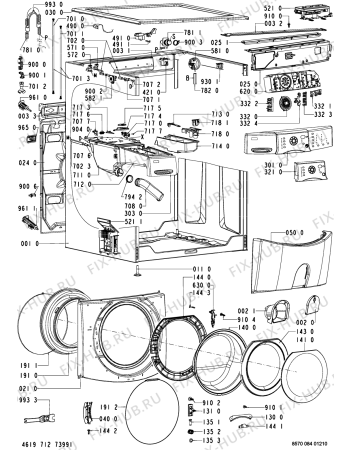 Схема №1 AWM 9100/WH-EU с изображением Обшивка для стиральной машины Whirlpool 480111100428