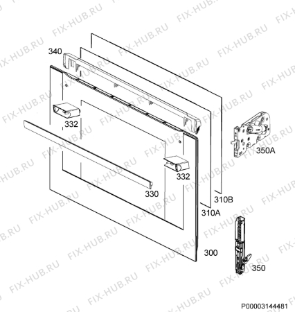 Взрыв-схема плиты (духовки) Aeg BEE641222M - Схема узла Door