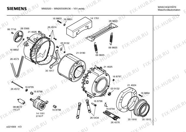 Взрыв-схема стиральной машины Siemens WM20550IN Siemens WM 2020 - Схема узла 03