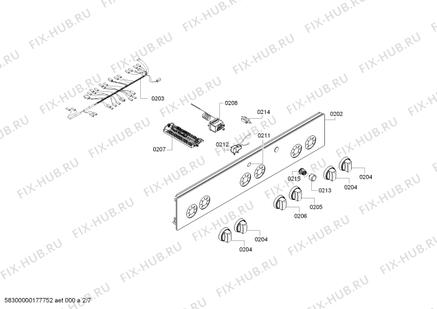 Взрыв-схема плиты (духовки) Siemens HR423514E - Схема узла 02