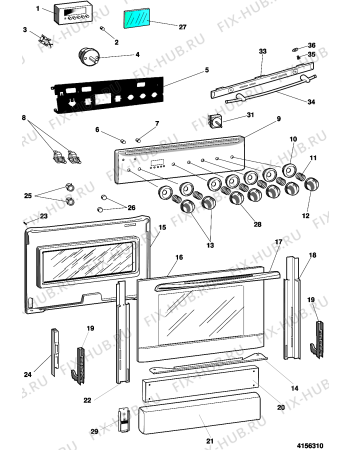 Взрыв-схема плиты (духовки) Indesit K646MSXU (F023105) - Схема узла