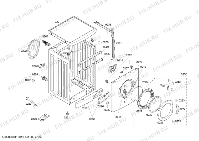 Взрыв-схема стиральной машины Bosch WAE20260AU - Схема узла 02