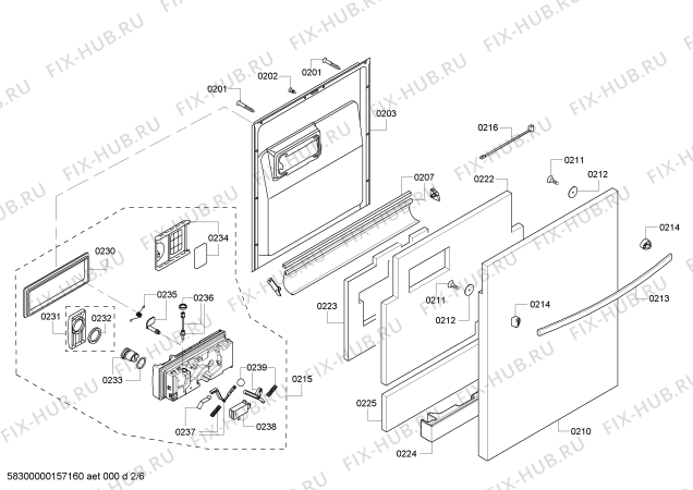 Взрыв-схема посудомоечной машины Bosch SHX55R55UC SilencePlus 46dBA - Схема узла 02