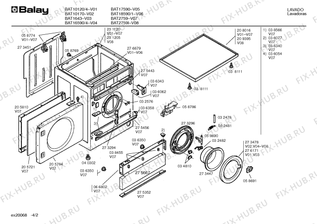 Схема №1 BAT10120/4 BAT1012 с изображением Панель для стиральной машины Bosch 00281642