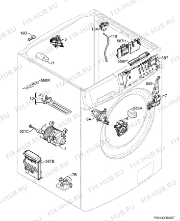 Взрыв-схема стиральной машины John Lewis JLWD1610 - Схема узла Electrical equipment 268