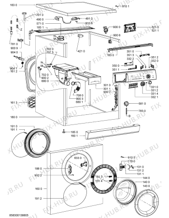 Схема №1 WAK 4312 с изображением Обшивка для стиральной машины Whirlpool 481010464995