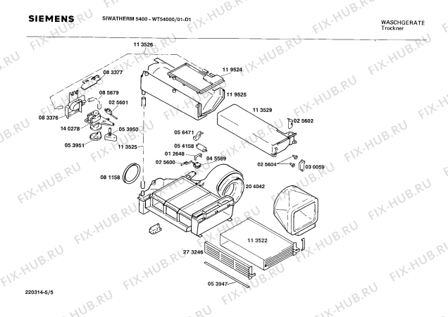 Схема №1 WT54000 SIWATHERM 5400 с изображением Ручка для сушильной машины Siemens 00086524