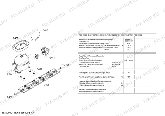 Взрыв-схема холодильника Bosch KGN49A03ME - Схема узла 04