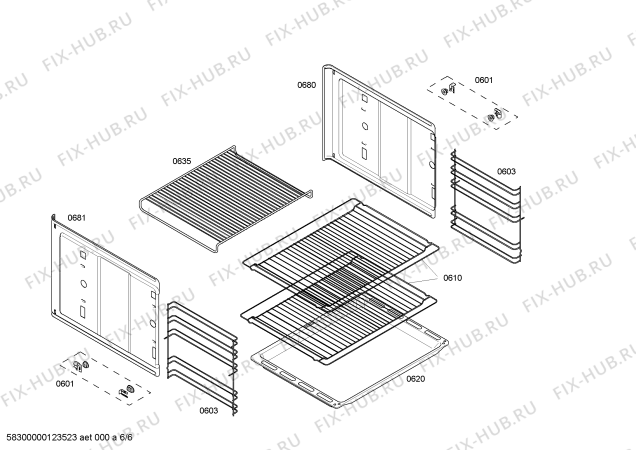 Взрыв-схема плиты (духовки) Bosch HBN43R551B - Схема узла 06