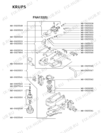 Взрыв-схема кофеварки (кофемашины) Krups FNA132(0) - Схема узла NP001885.1P3
