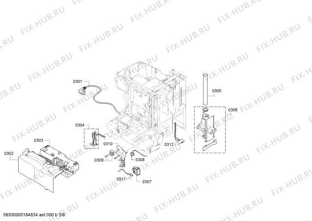 Взрыв-схема кофеварки (кофемашины) Siemens TE515201RW EQ.5 macchiatoPlus - Схема узла 03