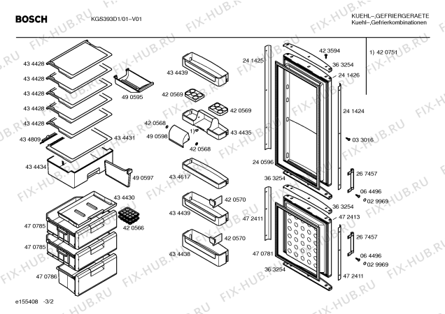 Взрыв-схема холодильника Bosch KGS393D1 - Схема узла 02