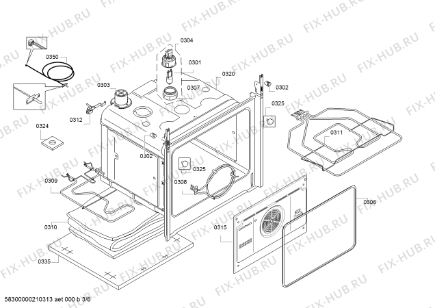 Взрыв-схема плиты (духовки) Bosch HBJ558YS0I - Схема узла 03