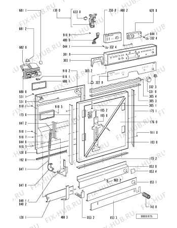 Взрыв-схема посудомоечной машины Bauknecht GSU 4854/1 RTW-BR - Схема узла