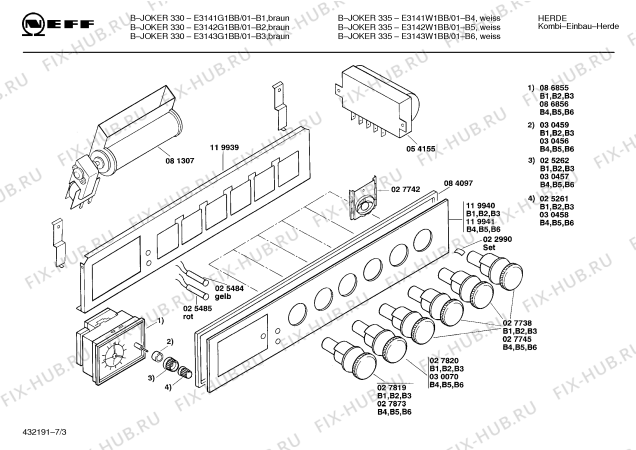Схема №1 E3143W1BB B-JOKER 335 с изображением Панель для электропечи Bosch 00119941