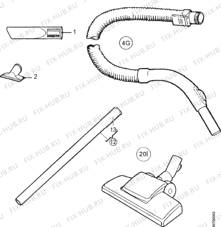 Взрыв-схема пылесоса Electrolux CLARIO Z1930 - Схема узла Section 2