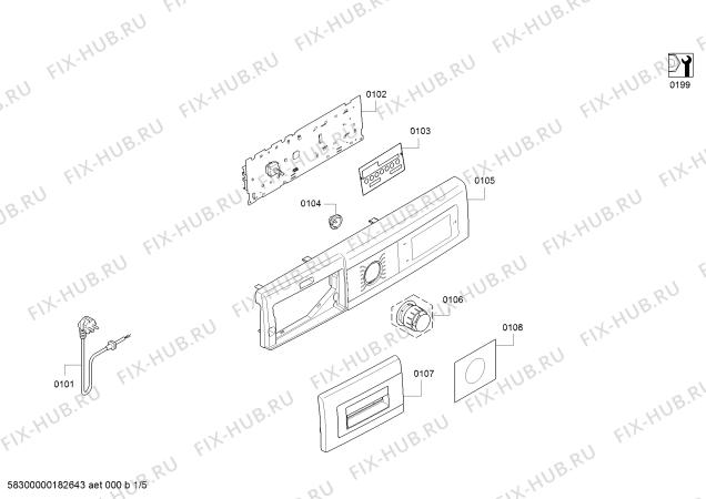 Схема №1 WAT28460BY Serie 6 с изображением Панель управления для стиральной машины Bosch 11004873