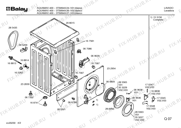 Схема №1 3TS894A AQUAMAX400 с изображением Кабель для стиралки Bosch 00352597