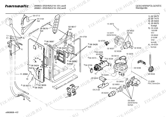 Взрыв-схема посудомоечной машины Hanseatic SR2HNA3 - Схема узла 02